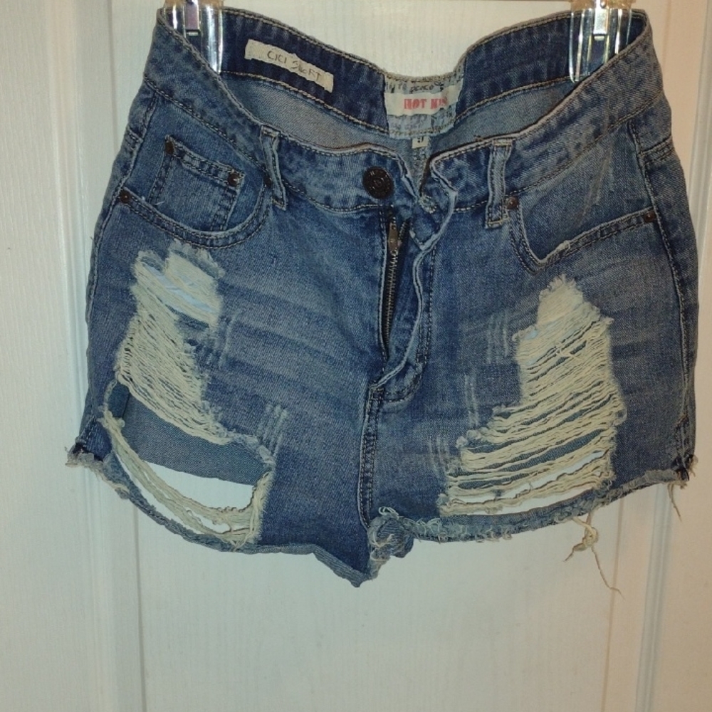 Hot Kiss Blue Distressed Jean Shorts